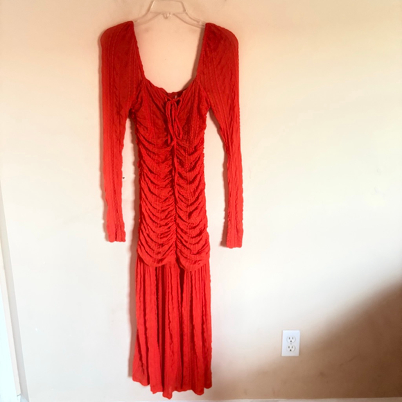 Ganni Orange Ruched stretch-cloqué midi dress size 36 US 4 $475 - Picture 7 of 16